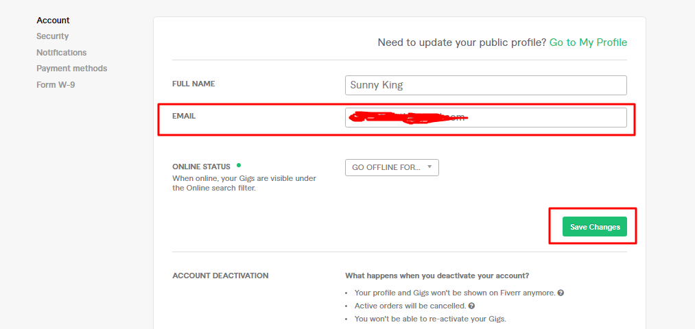 How to change Fiverr username?