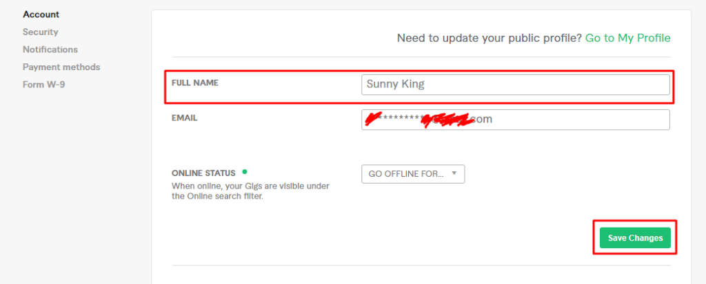 How to change fiverr name?