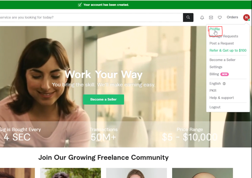 Fiverr profile