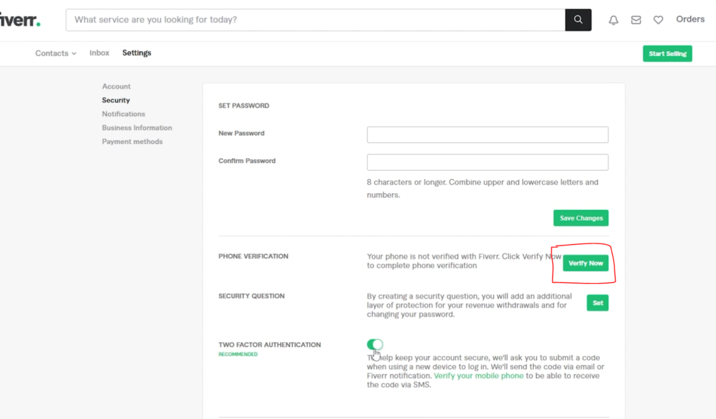 fiver phone verification