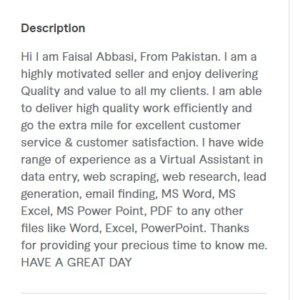 how to write description on Fiverr